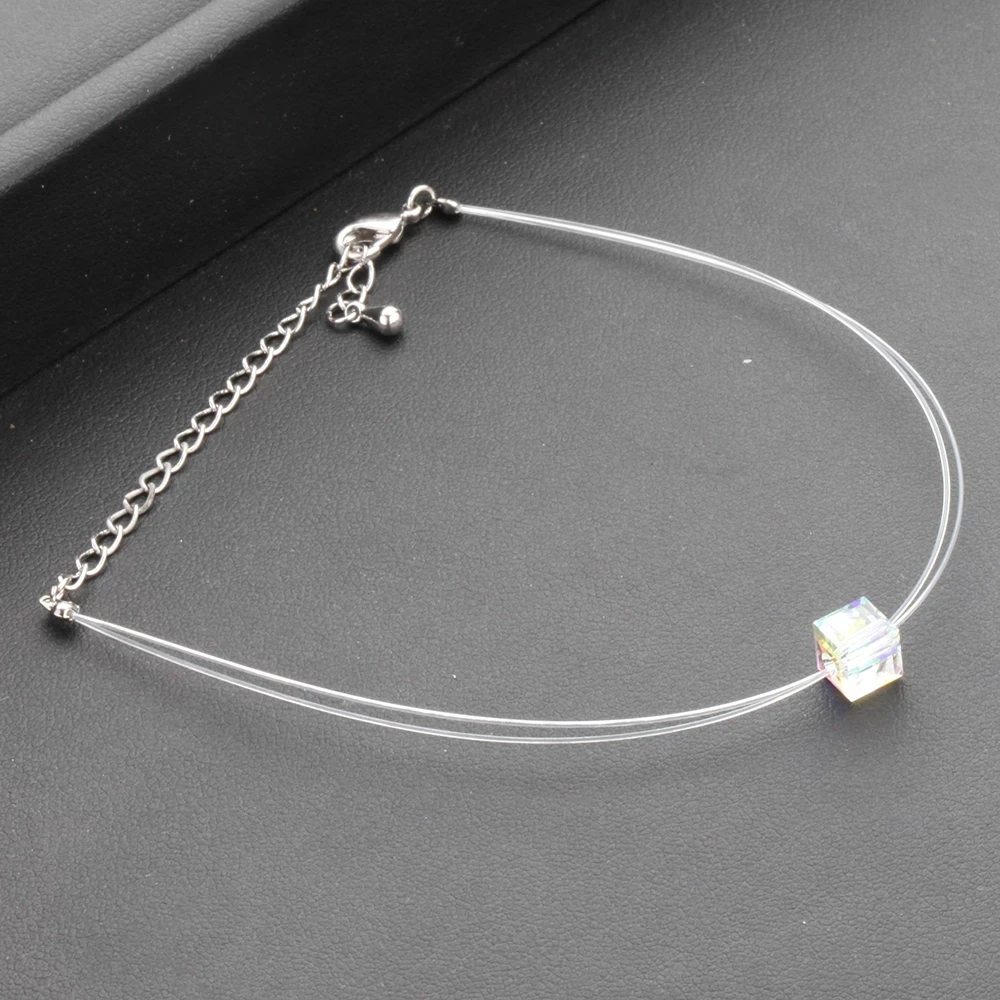 Invisible Transparent Fishing Line Bracelet For Women Shiny Rhinestone Bangles Fashion Minimalist Women Wedding Party Gift