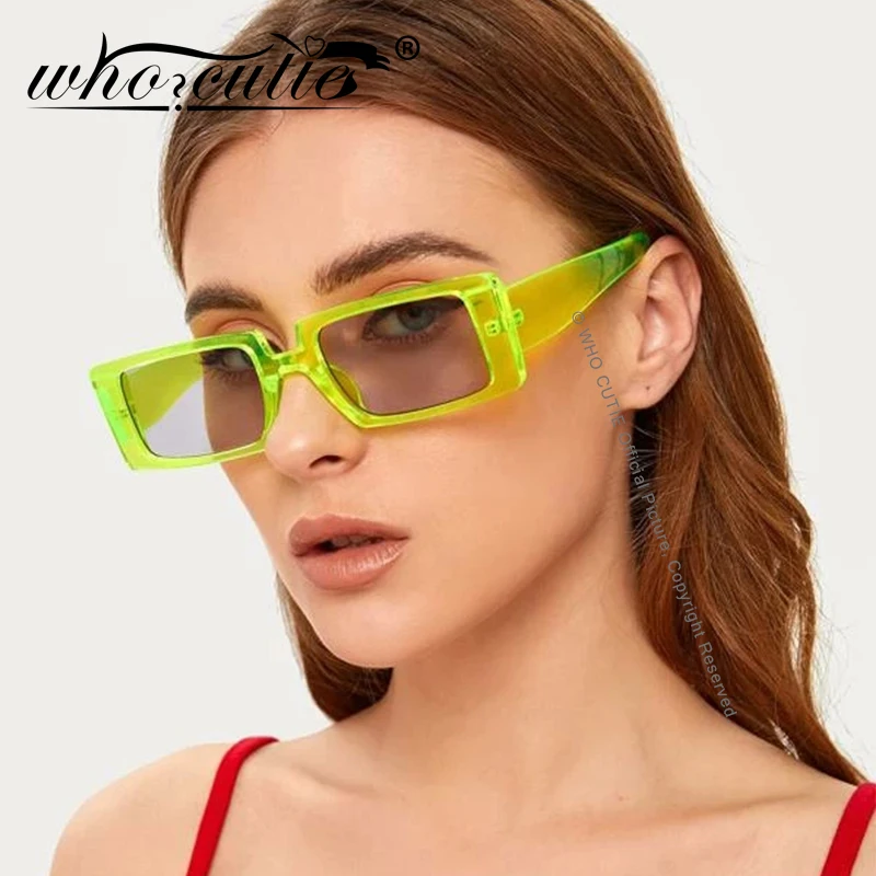 Green Rectangle Sunglasses Women 2020 Brand Design 90s Vintage Rectangular Frame Fashion Wide Square Sun Glasses Female S186