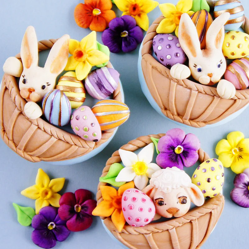 Flower Basket Rabbit Sheep Egg Silicone Cake Mold Dessert Baking Bunny Chocolate Bakeware Pastry Decorating DIY Moulds Resin