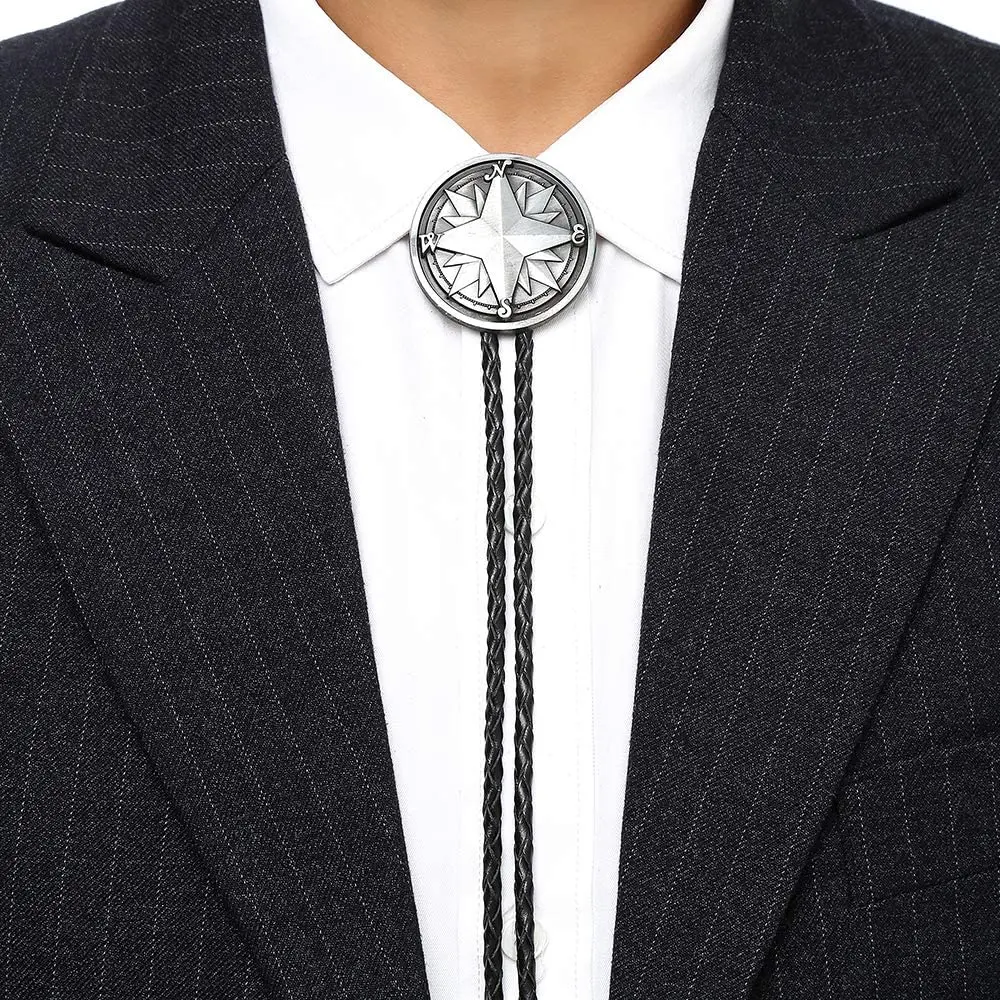 

Western compass tie personality suit bow tie zinc alloy leather collar rope and Tie accessories