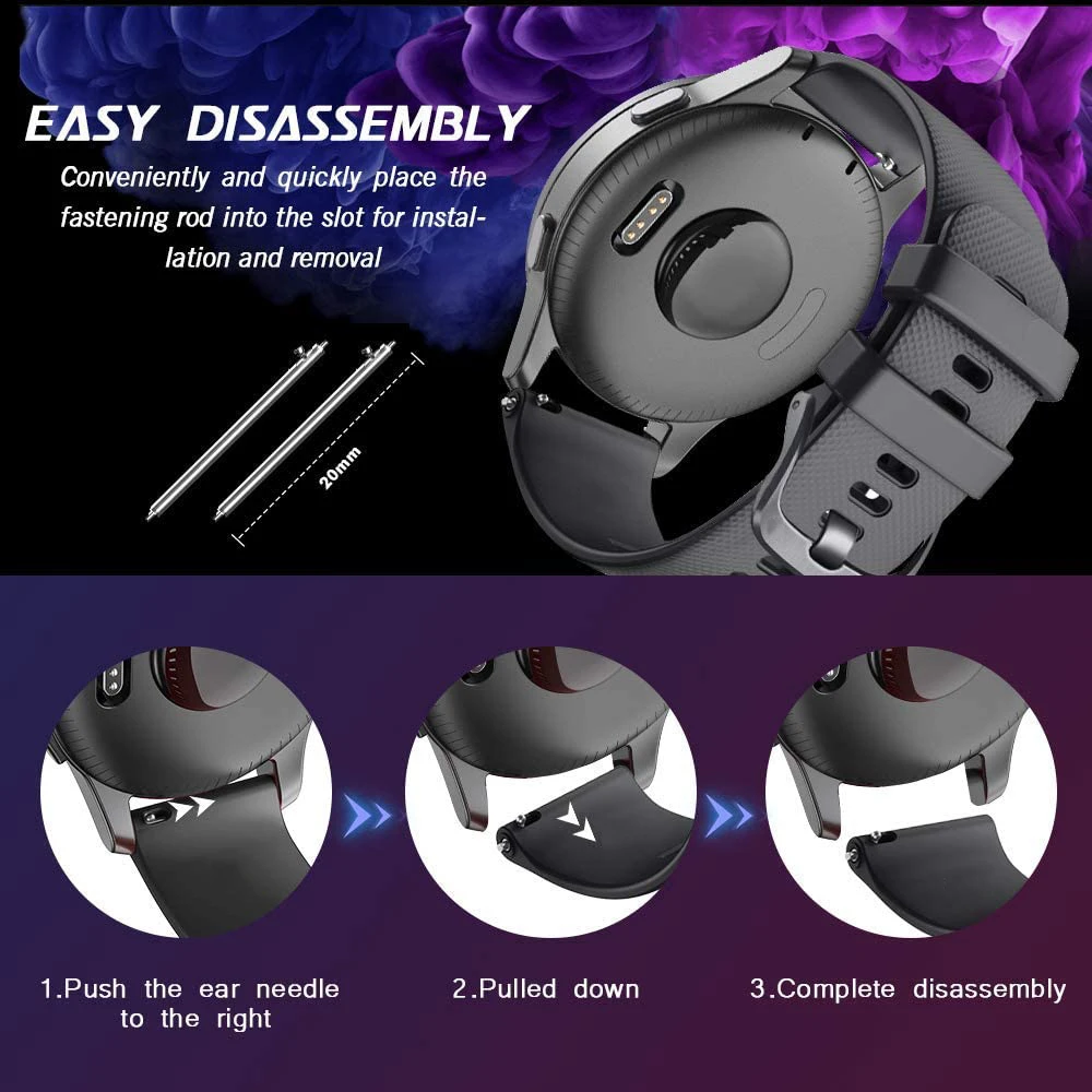 Assista Strap com Dustproof Plug, Pulseira De Silicone, Garmin Venu Vivoactive 3 4S 4 Forerunner 245