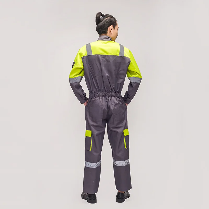 Mens Work Clothes Working Coverall Spring Worker Jumpsuit Long Sleeve Overall Comfortable Hi Vis Reflective Factory Suit Uniform