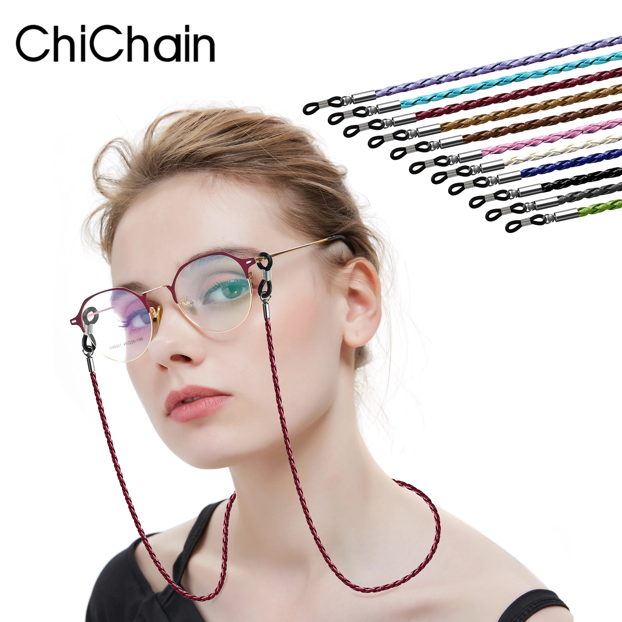 Thick Twist Sunglasses Premium PU Leather Rope Chains Glasses Lanyard Straps Outdoor Sports Anti-Slip Eyeglasses Accessories