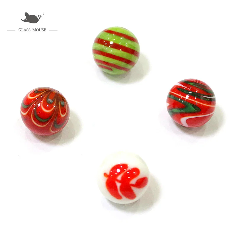 

4pcs 16MM Red Color Murano Glass Marbles Ball Xmas Ornaments Parent- Child Beads Game Pinball Pat Toys Christmas Gifts For Kids