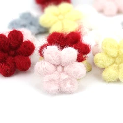 60Pcs 2cm Plush Flowers Appliques For DIY Baby Hair Clip Accessories Headwear Ornament Crafts Decoration wholesale