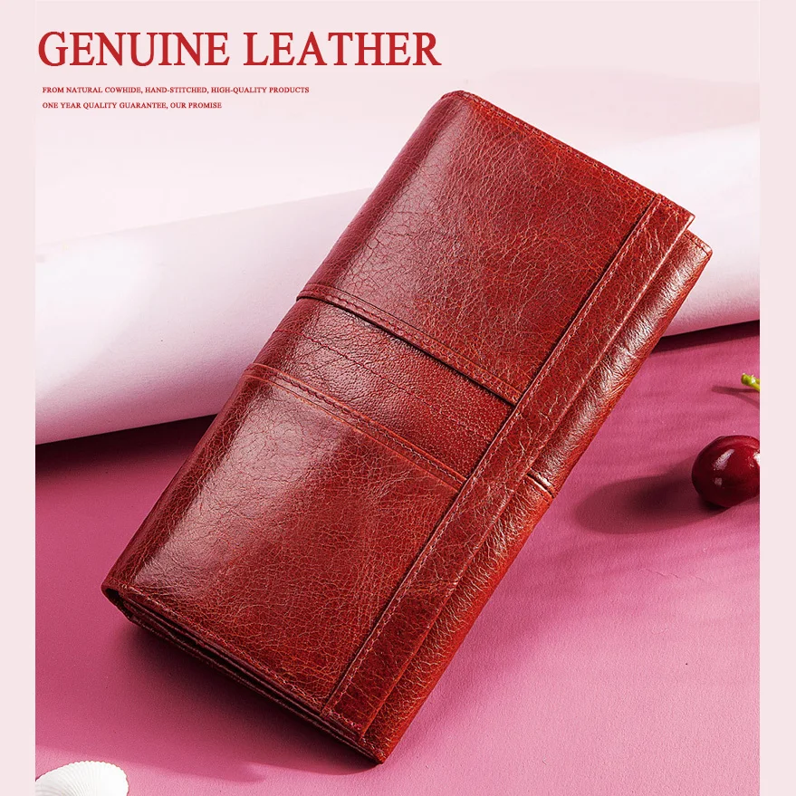 Women Genuine Leather Wallet Luxury 2021 High quality Natural Cow Skin Leather For iPhone Card Holder Wallets High capacity Bag