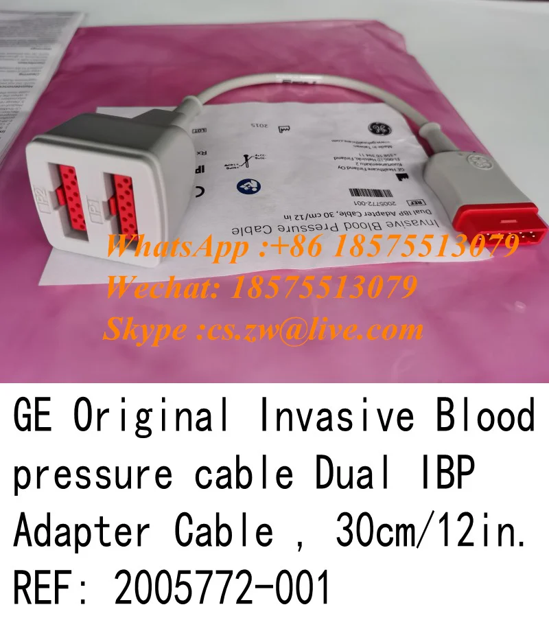 

GE Original Invasive Blood Pressure Cable Dual IBP Adapter Cable 30cm/12in REF: 2005772-001