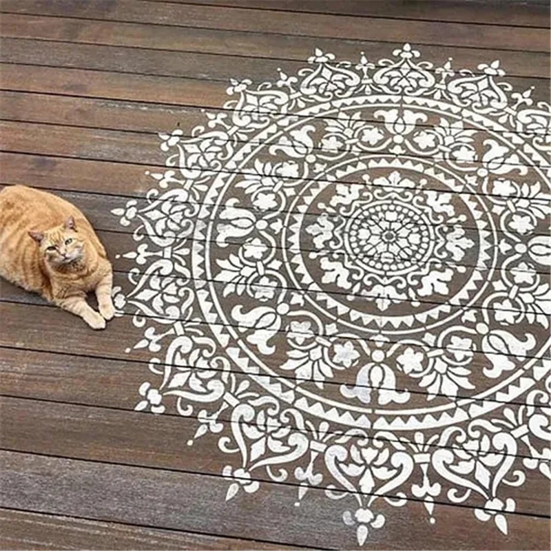 DIY Craft Mandala Auxiliary Painting Template Large Reusable Stencil Floor Wall Tile Fabric Furniture Painting Drawing Decor