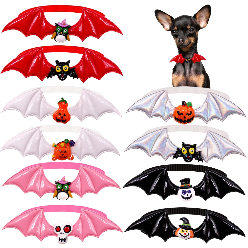 50/100pcs Halloween Pet Accessories Vampier Wings Dog Bow Tie Pumpkin Skull  Dog Supplies Pet Dog Cat Bowties Small Dog Bowtie