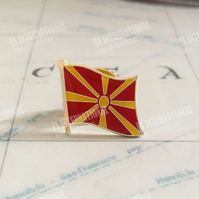 MACEDONIA  National Flag Embroidery Patches Badge Shield And Square Shape Pin One Set On The Cloth Armband   Backpack Decoration