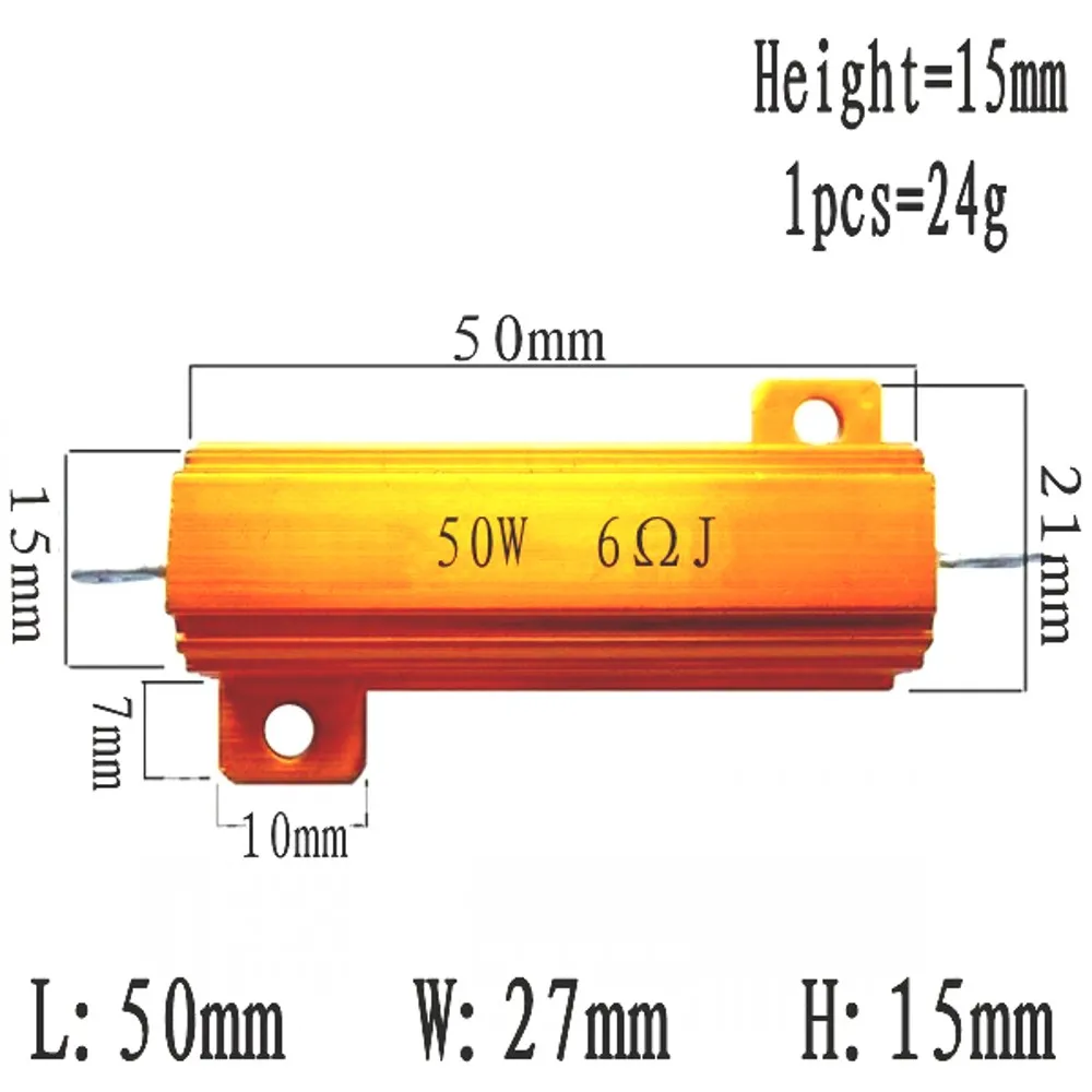 5 Stück RX24 50 W Watt Power Metal Shell Aluminium Gold Widerstand 1R 2R 3R 4R 5R 6R 8R 10R 15R 20R 30R 40R 100R 200R 220R Widerstand – Detail 13