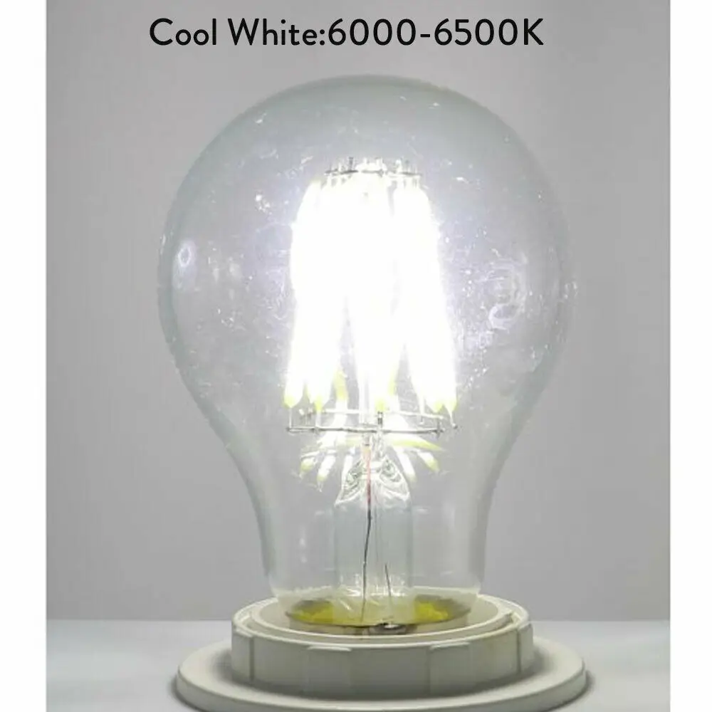 Imagem -03 - Lâmpada de Filamento E27 B22 de Led Vintage para Vela Globo de Lâmpada Retrô Edison 2w8w A60 Base de Baioneta 220v Lâmpada Branca Quente e Fria com 10 Peças