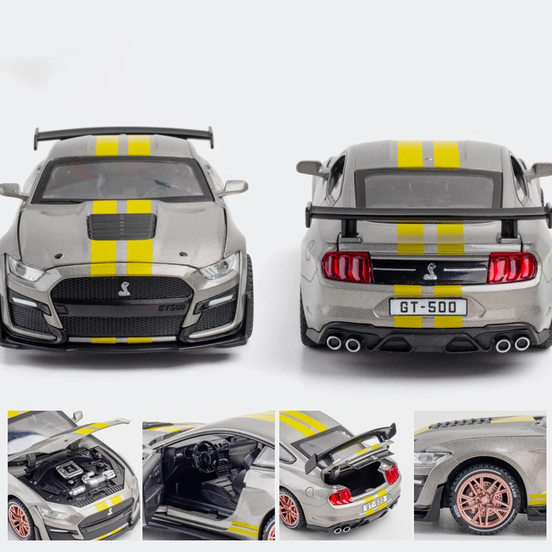 1:32 Ford Mustang Shelby GT500 GT350 Supercar wysokiej samochód symulacyjny Model stop wycofać zabawkowy samochodzik dla dzieci 4 otwarte drzwi prezenty dla dzieci