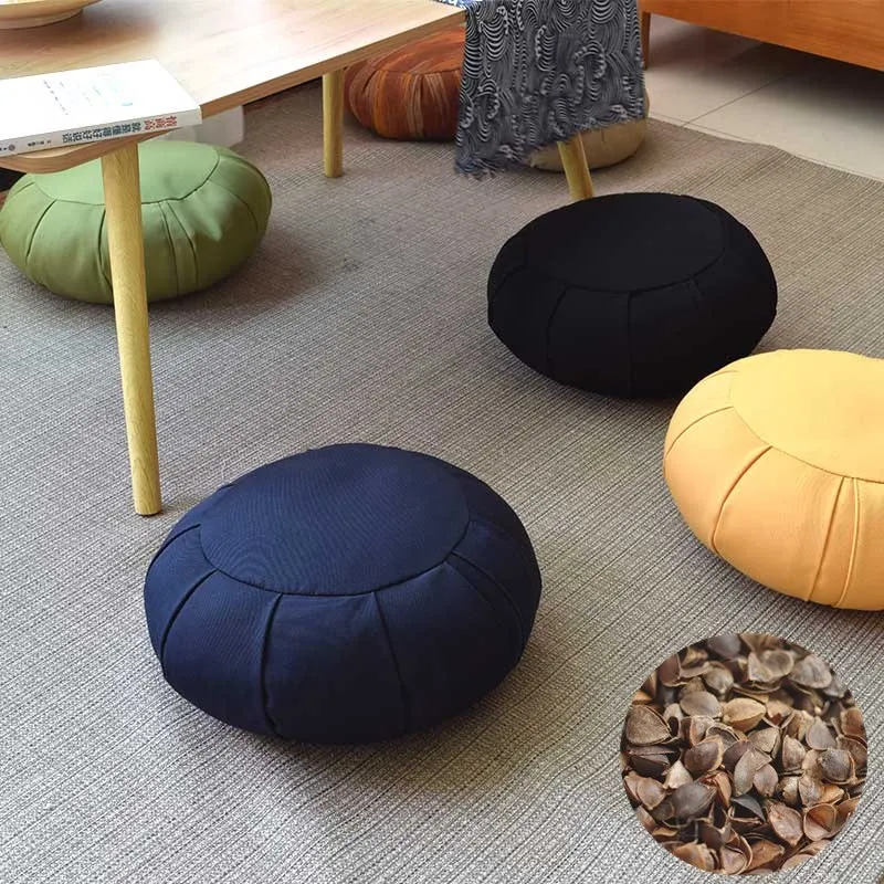 8 Color Pumpkin Buckwheat Husk Zafu Round Meditation Yoga Comfort Floor Cushion Furniture Seating Futon Home Decor Pillow