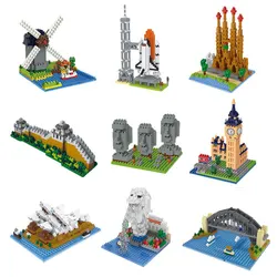 WiseHawk Hot World Famous Architecture Micro Bricks Sphinx Big Ben DIY Intelligence Diamond Model Mini Building Blocks Kids Toys