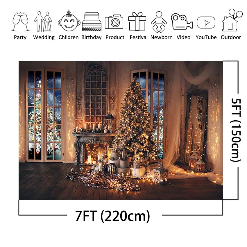 Christmas Photography Background Christmas Tree Decoration Children Photo Studio Wood Floor Backdrops