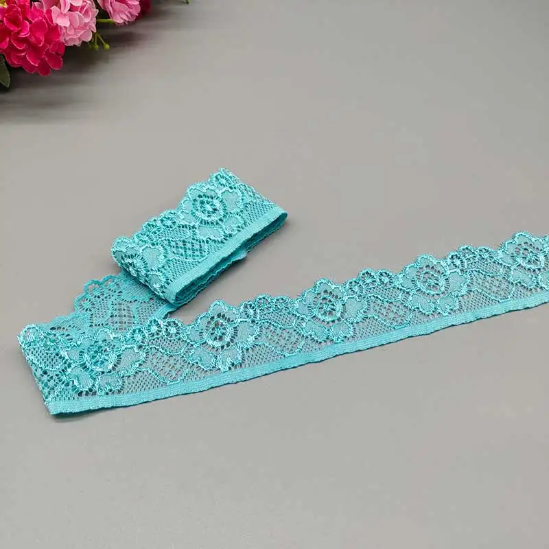 2Yards Quality 3.4CM Wide Thicken Stretch Elastic Lace Ribbon White Ribbon Lace Trimmings for Sewing African Lace Fabric DIY