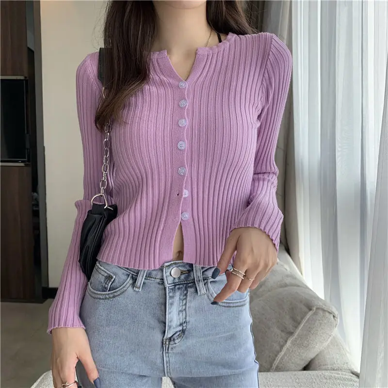 Cardigan Women Spring Hot Sale 6 Colors Elegant Ladies Sweater Slim Soft Pure All-match New Ulzzang Female Knitwear Cropped Chic