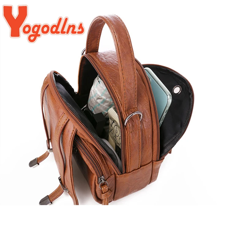 Yogodlns Vintage Small Shoulder Bag Women Soft PU Leather Crossbody Bag Multifunction Messenger Bag Casual Lady Handbag Bolso