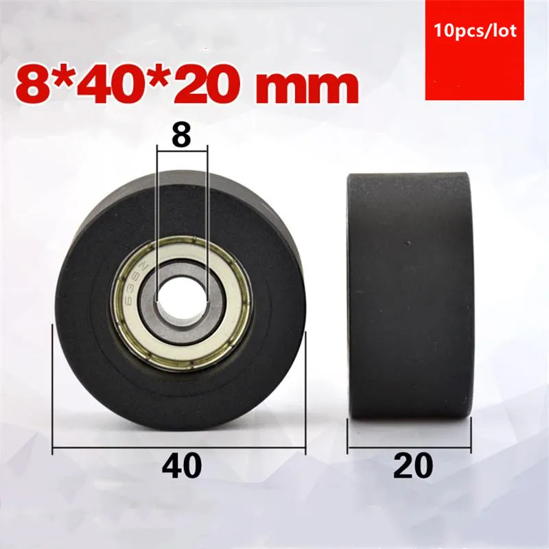 

10pcs 8*40*20mm polyurethane PU rubber coated 638 638ZZ low noise roller bearing friction pulley soft rubber 8x40x20