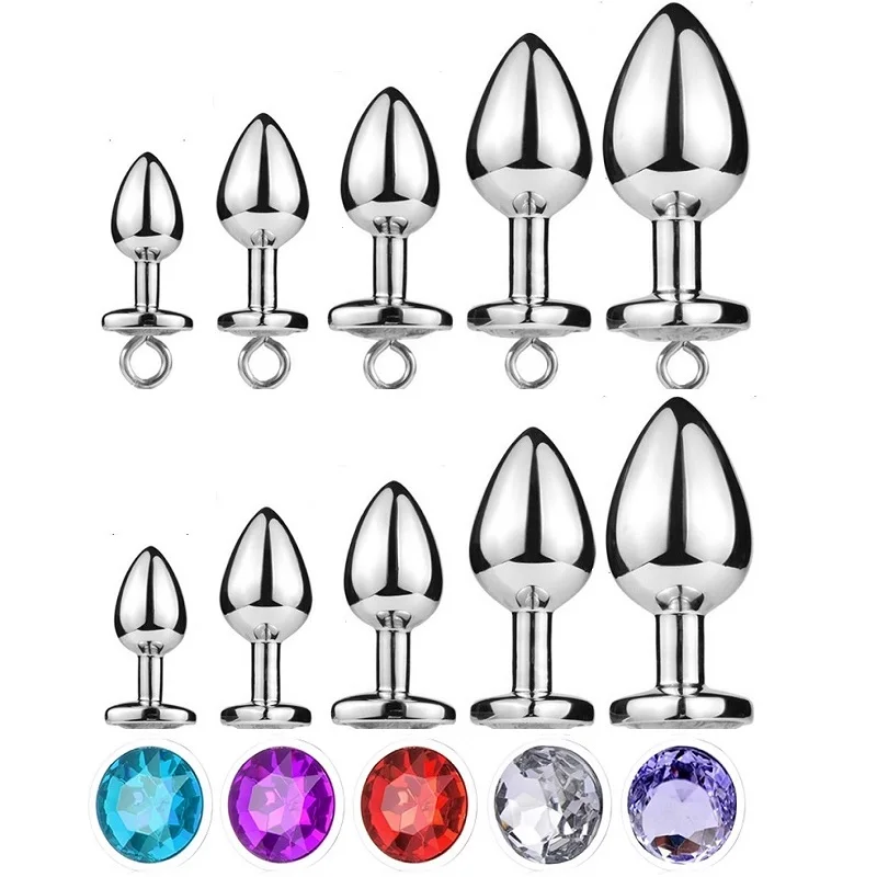 Super Mini small medium large set pull ring Crystal Metal anal beads butt plug Jewelry bondage lock couple game insert dildo