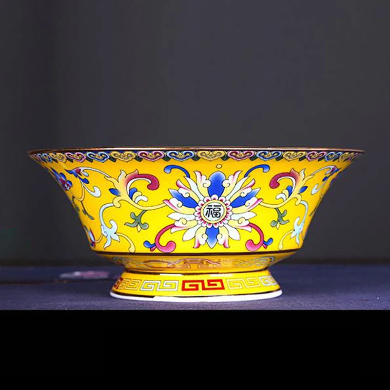 4.5/6inch Jingdezhen Ceramic Rice Bowl Antique Bone china Enamel Flower Soup Ramen Noodle Bowl Palace Dinnerware Fruit Container