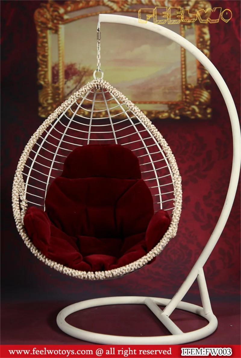 Not Real 1/6 FW003 Metal Hanging Chair Rocking Hanging Basket Swing Chair Toys Model About 30CM High  For Doll Scene Component