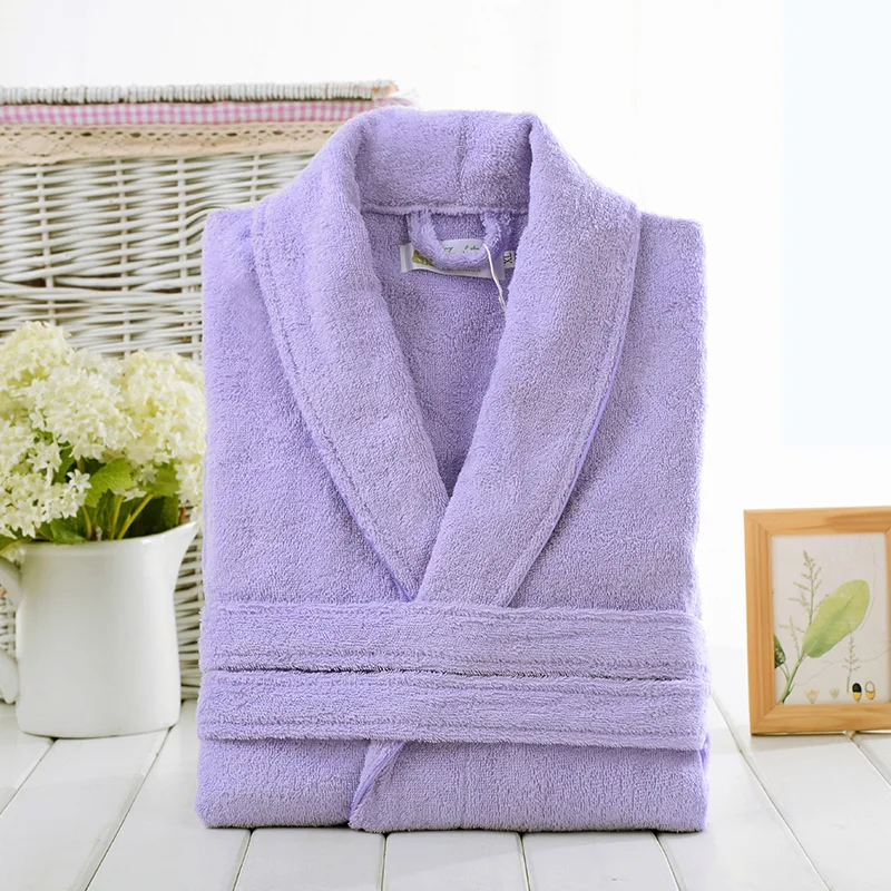 

100% Cotton Robe Toweling Terry Robe Unisex lovers Soft Bath Robe Men And Women Nightrobe Sleepwear Male Casual Home Bathrobe