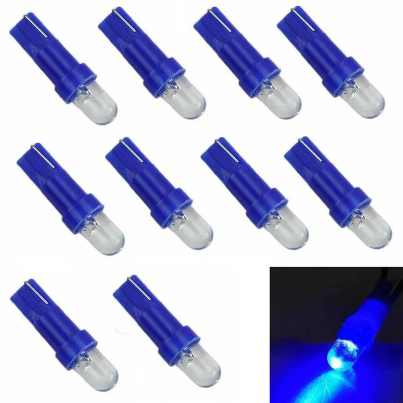 10pcs T5 12V Led Blue Car Interior Wedge Dashboard Dash Gauge Light Lamp Bulb Interior Parts Car Accessories Car Products