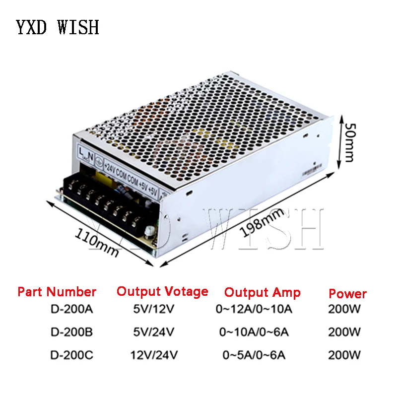 30W 50W 60W 100W 200W 350W Double Output Switching Power Supply 5V 12V, 5V 24V, 12V 24V Power Supply Transformer AC DC Converter