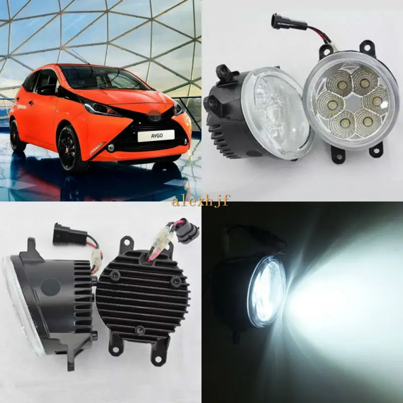 

July King 18W 6500K LED Daytime Running Lights DRL Fog Lamp Case for Toyota Aygo 2005-2016, over 1260LM/pc