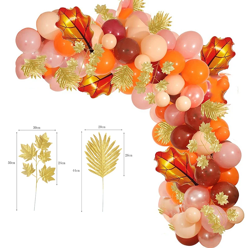 147pcs/lot Fall Balloons Garland Autumn Maple Leaves Decor Orange balloons Kits Birthday Party Harvest Seasonal Balloons Arch