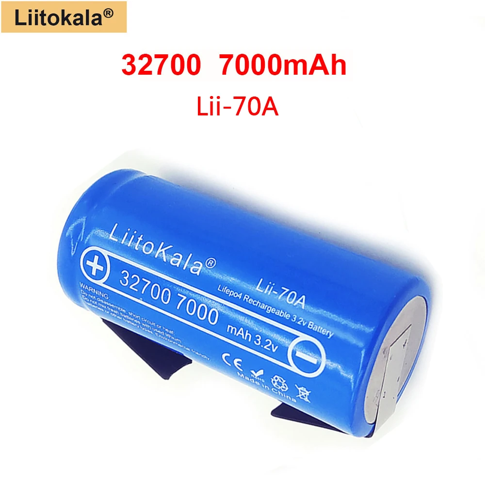 LiitoKala Lii-70A High power 3.2V 32700 7000mAh battery LiFePO4+Nickel Sheets（Max Current Discharge：6C）