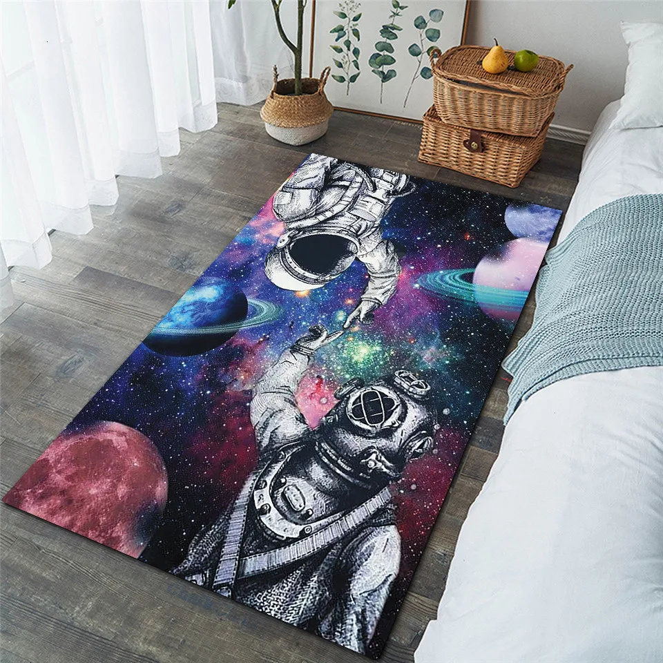 

Galaxy astronaut Area Rug 3D All Over Printed Non-slip Mat Dining Room Living Room Soft Bedroom Carpet 2