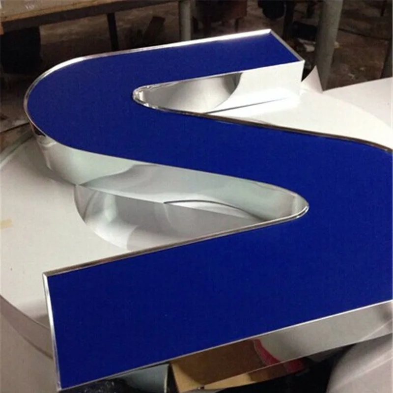 Mirror Silver Channelume Led Sign Letters 110mm Aluminium Channel Letter Signs Coil  Trim Cap 3D Luminous Letters Material