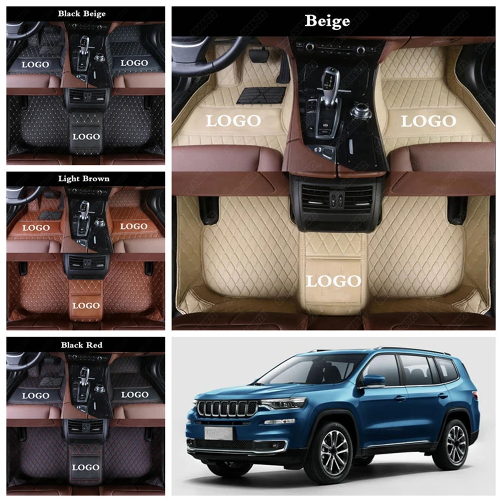 

Black Custom Car Floor Mats for Jeep Renegade Wrangler Patriot Grand Cherokee Commander Compass Leather Suvs Auto Carpet Cover