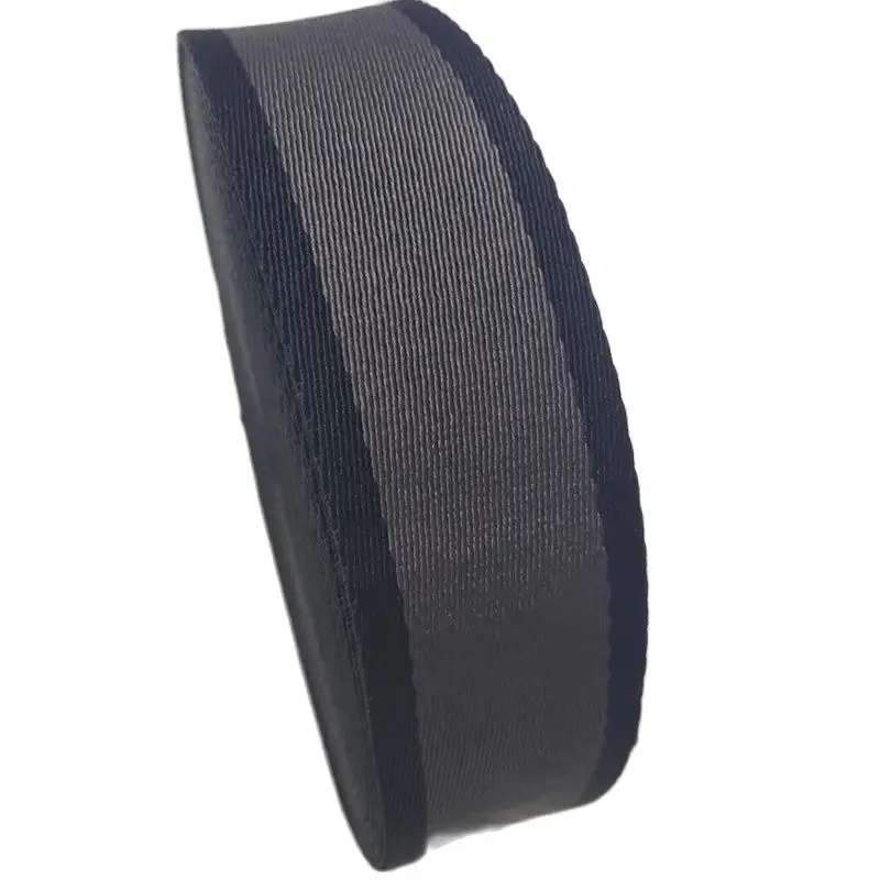 

Factory Hot Sale 38mm 1.5 Inch Twill Polyester Webbing For Bag Strap Black/Grey Color