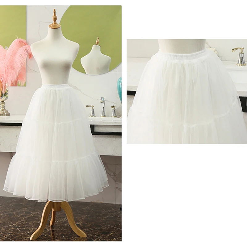 80ซม.Puffy ยาว Organza กระโปรงฮาโลวีนผู้หญิง Crinoline Petticoat Vintage สำหรับงานแต่งงาน Cosplay กระโปรง Rockabilly Tutu