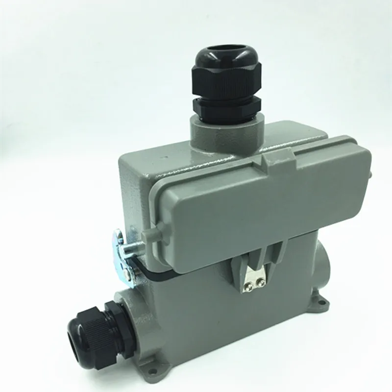 Heavy-Duty Connector 24-Pin รูปสี่เหลี่ยมผืนผ้าซ็อกเก็ตพื้นผิวกันน้ำปลั๊กพร้อมฝาครอบ HDC-HE-024-3DB