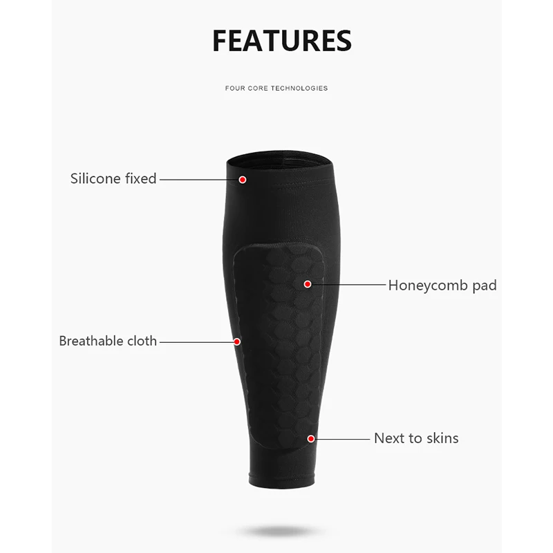 Leg Sleeves Shin Guards Shockproof Honeycomb Nylon Support Sock Shin Protector Soccer Gear Soccer Shields Sports Legging