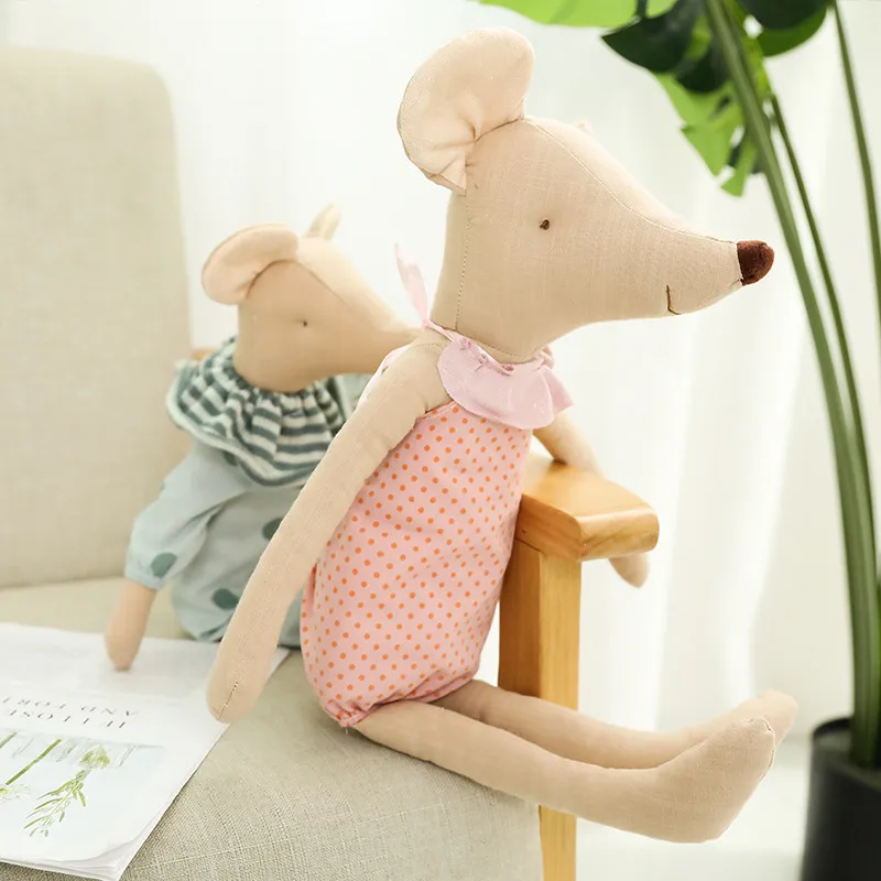 Kinderspielzeug Kleine und süße rosa Baumwollschleife und grüne Schleife Mauspuppe Stofftier – Detail 9