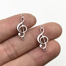 6PCS 8*21mm 100% Stainless Steel Musicnote Connector For Jewelry Diy Making Handmade Double Pattern Music Note Charm Pendant