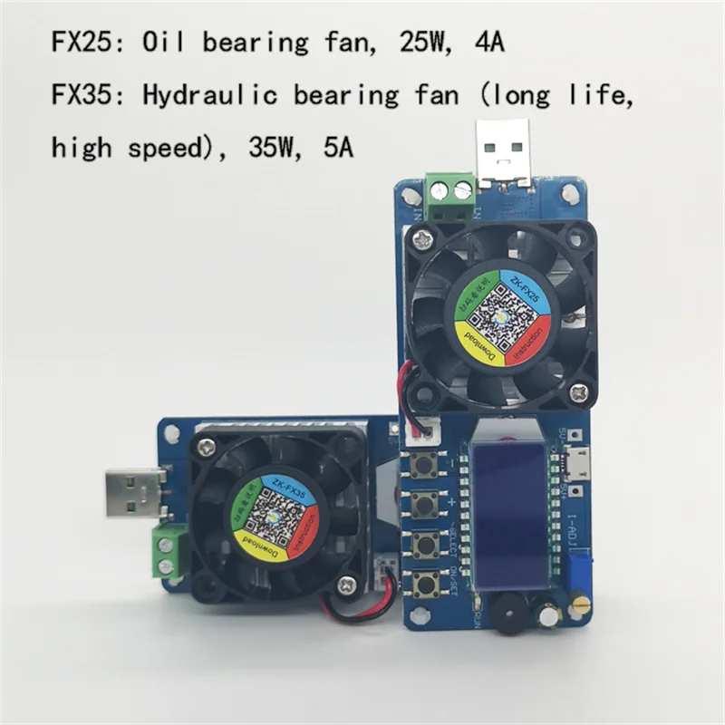 FX25 4A 25W / FX35 5A 35W Electronic Load Battery Capacity Tester Constant Current USB Power Detector Adjustable Resistor