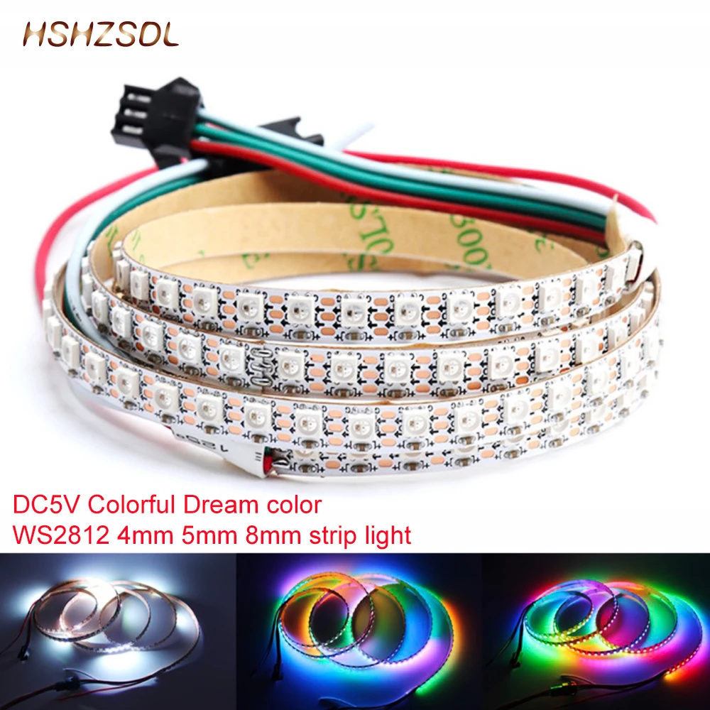 4mm 5mm 8mmDC5V ws2812ic led pixels strip Colorful magic light 5050 3535 RGB SMD addressable 30/60/144leds/m Flexible LED strip