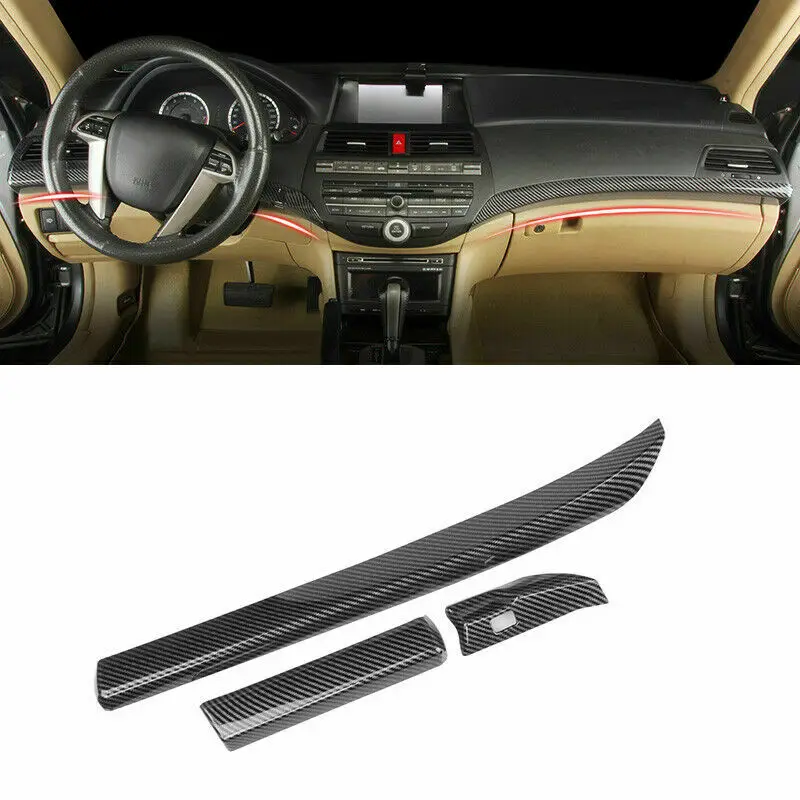 

For Honda Accord 8th 2008-2012 Carbon Look Central Console Dashboard Strip Moulding Cover Trim Car Accessories