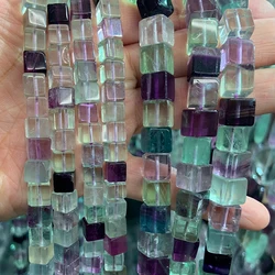 6-8mm Natural Fluorite Stone Beads 15'' Cube Purple Green DIY Loose Beads For Jewelry Making Beads Bracelet Necklace Women Gift