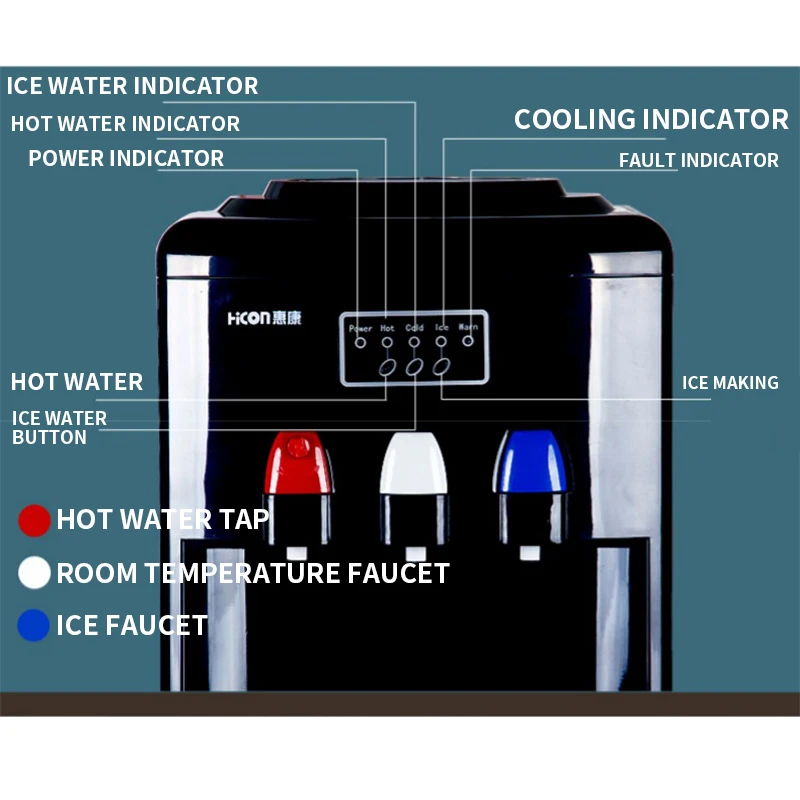 HZB-15YLR distributore di acqua verticale macchina per il ghiaccio multifunzione piccola casa bar commerciale tè al latte negozio rotondo cubetto di ghiaccio che fa macchina