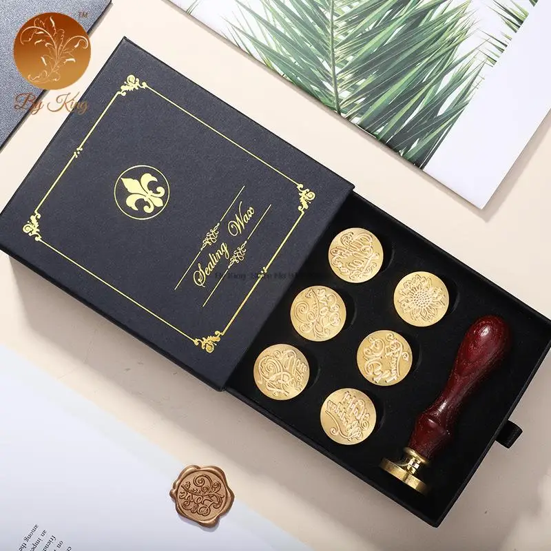 4/5/7pcs Wax Stamps Gift Box Set With Handle DIY Stamp Envelope Wedding Invitation Sealing Wax Set Birthday Christmas Present