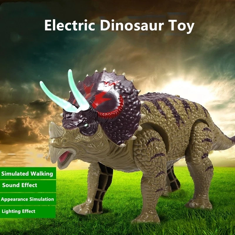 Kid Educaitional Toy High Simulation Electric Dinosaur Can Walking  Music Sound Flash Light Effect Boy Gift Model Dinosaur Robot