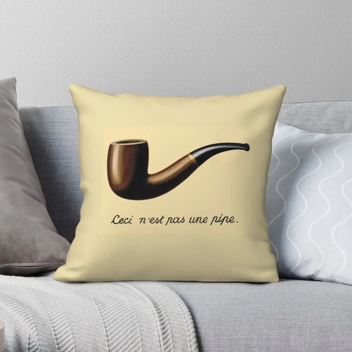 This Is Not A Pipe By Rene Magritte Square Pillowcase Polyester Linen Velvet Printed Zip Decor Sofa Seater Cushion Cover 18